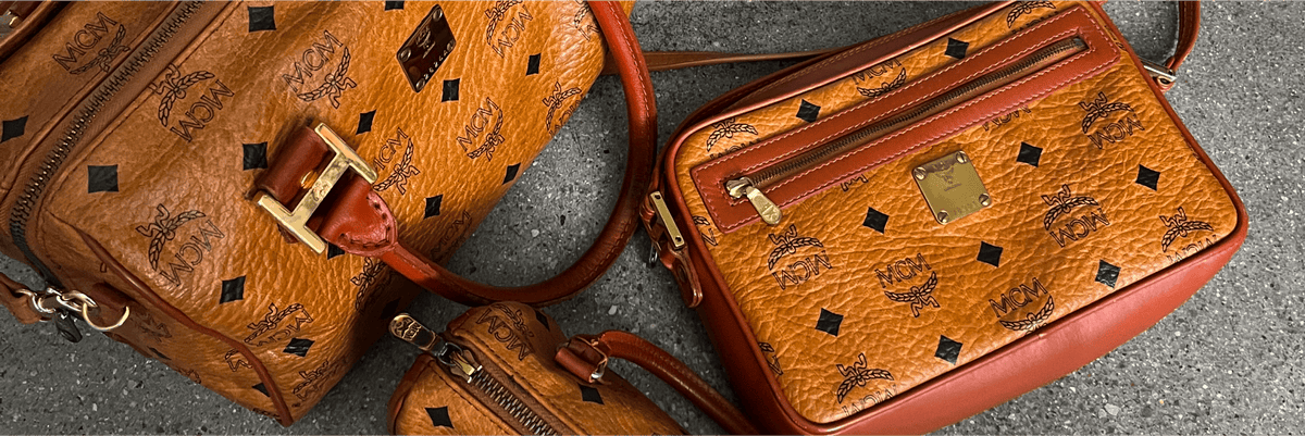 Vintage MCM Taschen mit Visetos Muster in Cognac