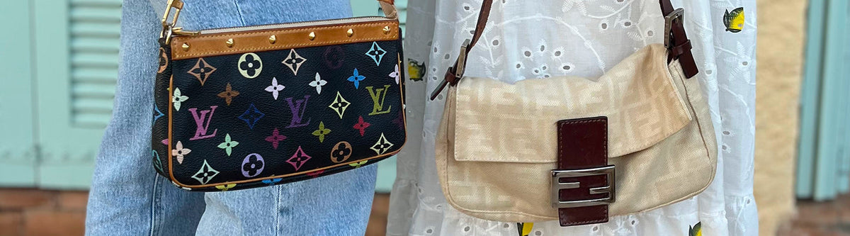 Vintage Designertaschen von Louis Vuitton und Fendi getragen