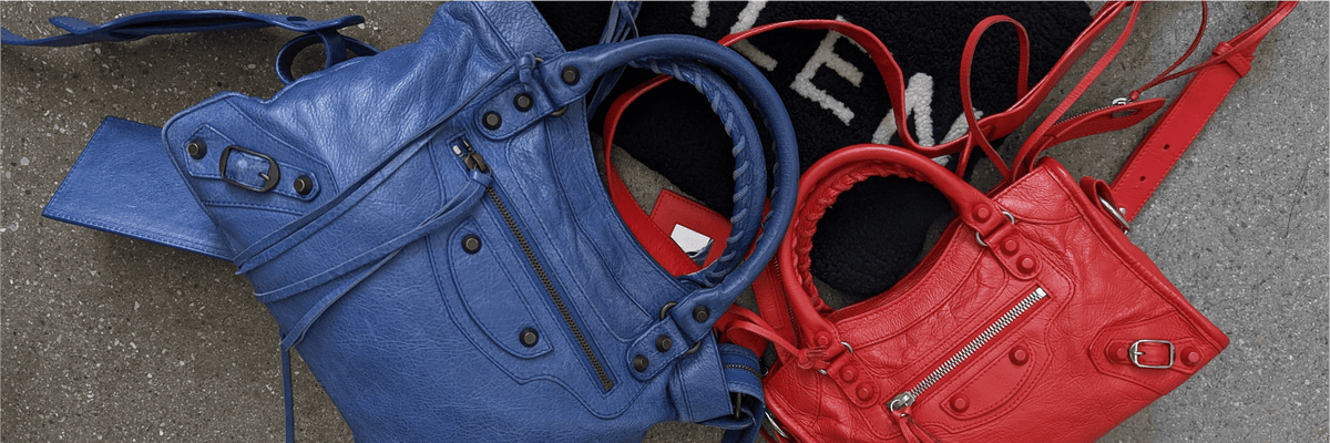 Vintage Balenciaga City Bags in Blau, Schwarz und Rot