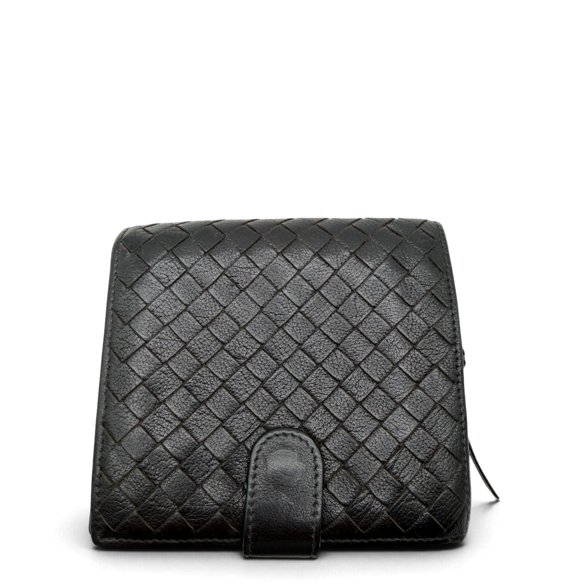 Bottega Veneta Geldbeutel Bi-fold Intrecciato aus Leder schwarz – Gesamtansicht
