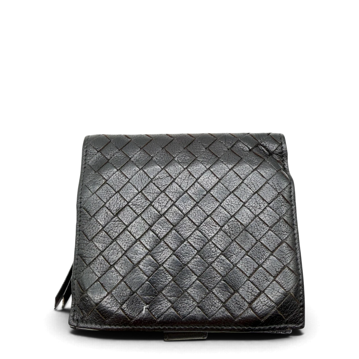 Bottega Veneta Geldbeutel Bi-fold Intrecciato aus Leder schwarz – Gesamtansicht