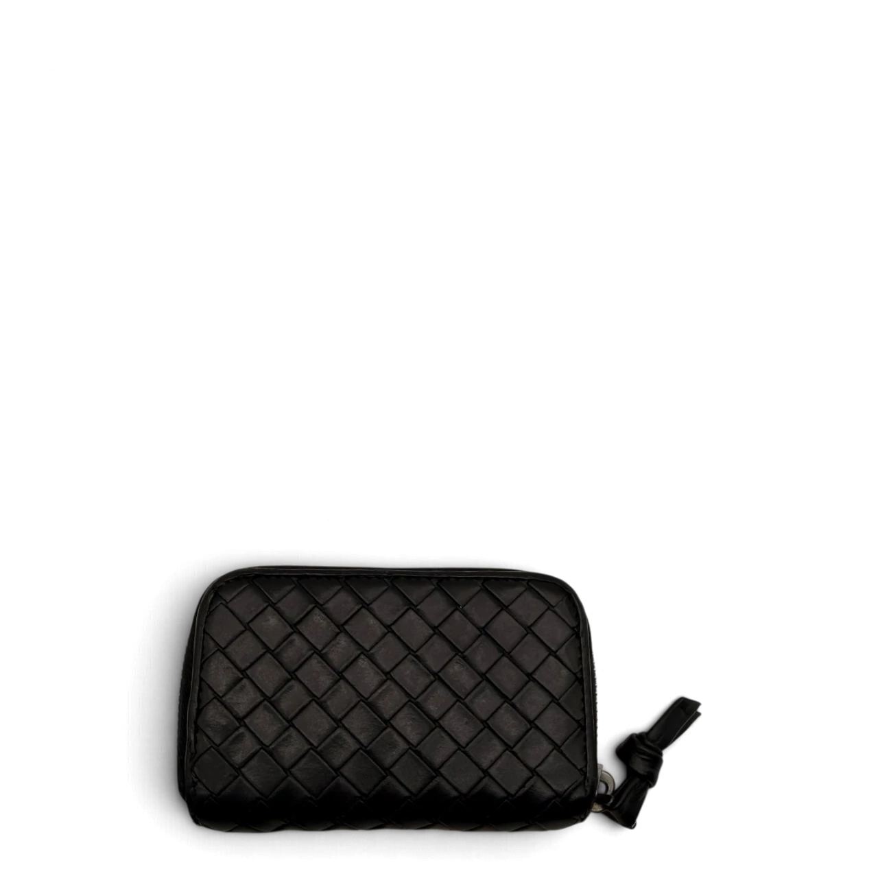 Bottega Veneta Geldbeutel Intrecciato Round Zip aus Leder schwarz