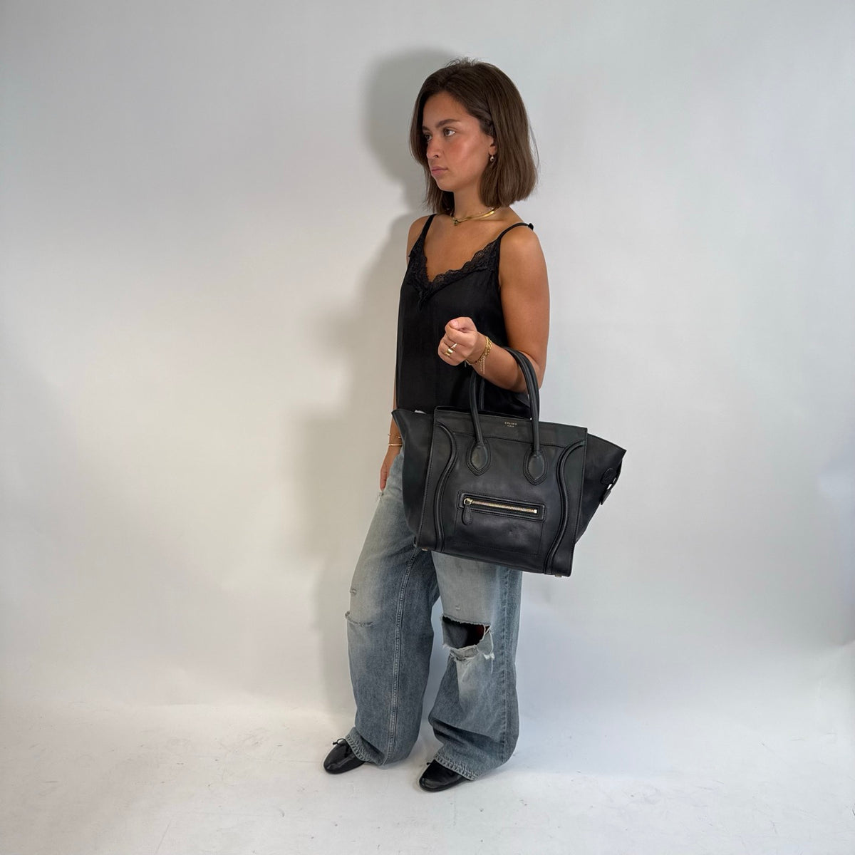 Celine Handtasche Mini Luggage aus Leder schwarz