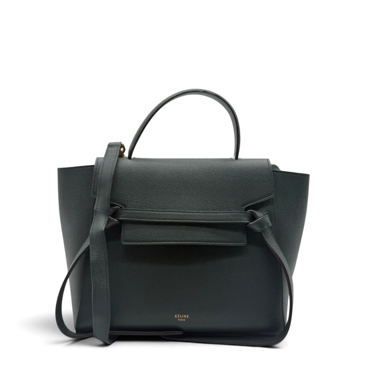 Celine Schultertasche Belt Micro aus dunkelgrünem Leder