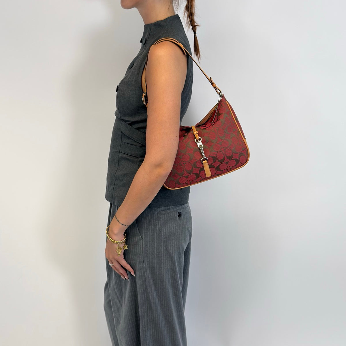 Coach Schultertasche Jackie Signature rot