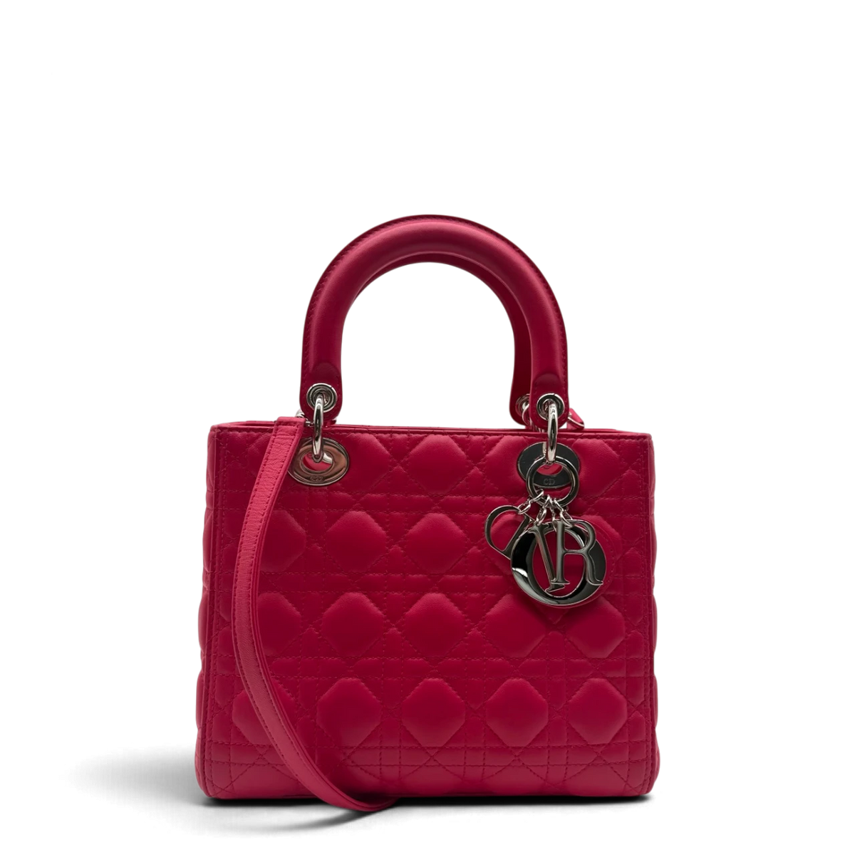 Dior Handtasche Lady Dior medium aus Lammleder rosa