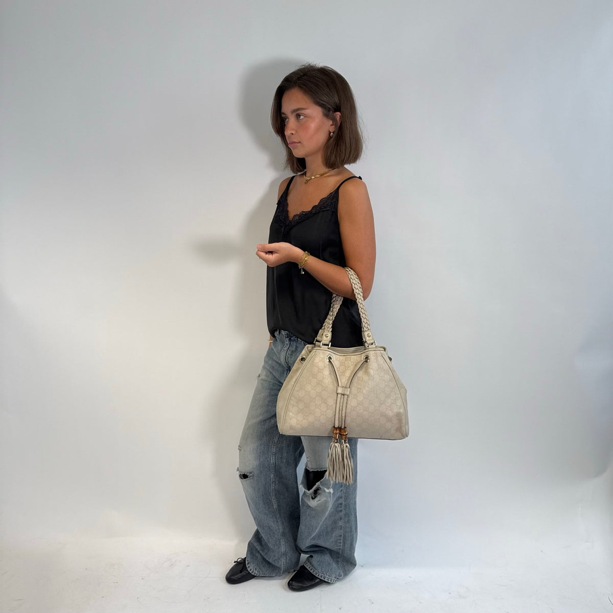 Gucci Shopper Peggy aus Leder monogram beige