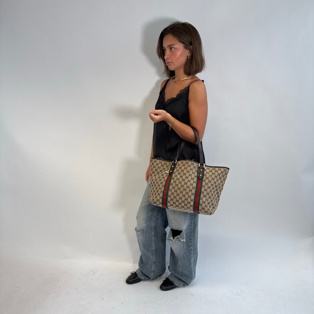 Gucci Shopper Sherry Line monogram beige