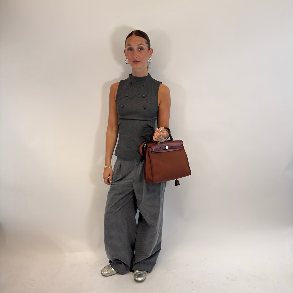 Hermès Handtasche Herbag Zip Toile 31 in braun