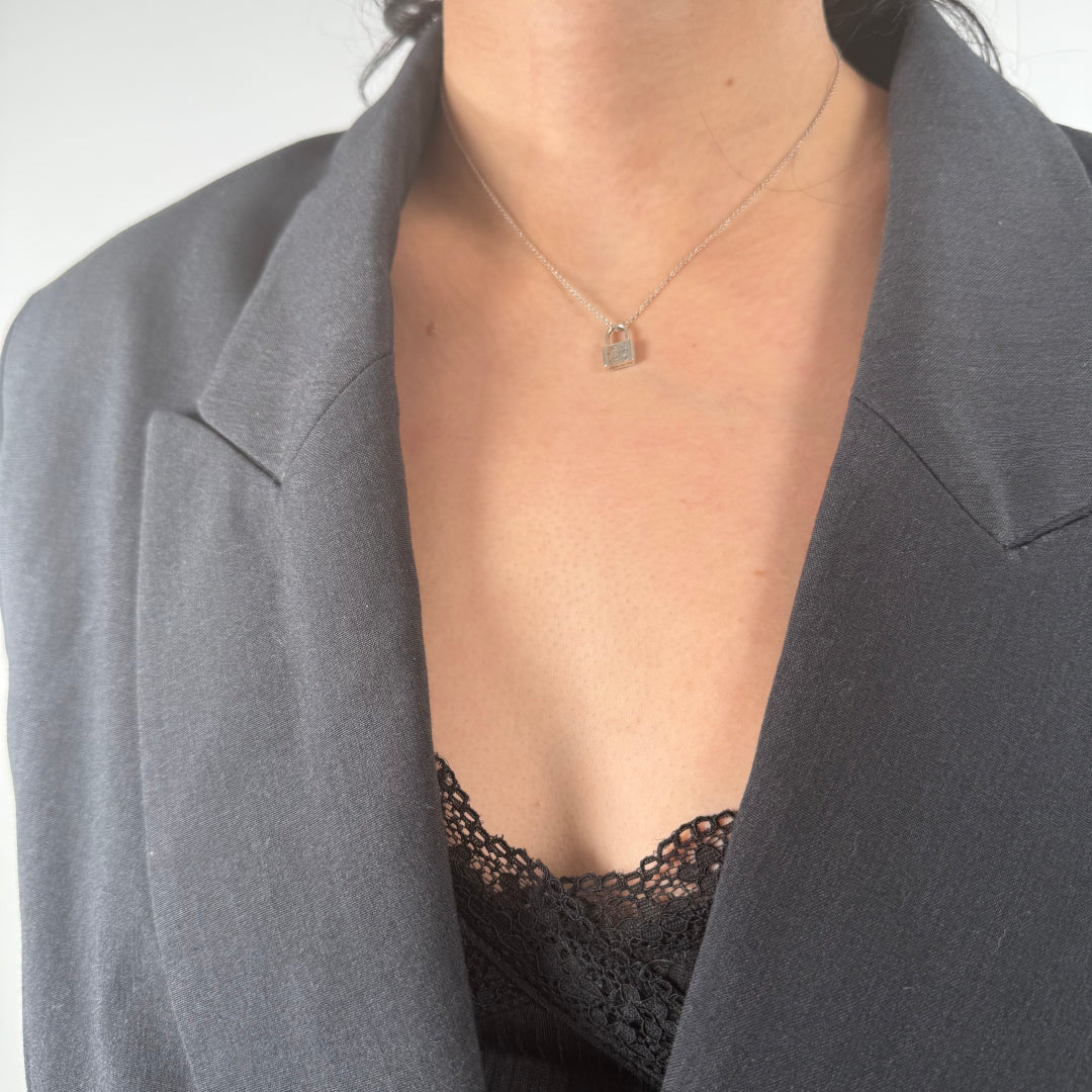 Halskette Sterling Silber 925 Schloss Anhänger