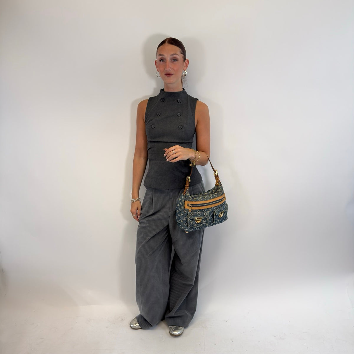 Louis Vuitton Handtasche Neo Baggy PM Denim monogram blau