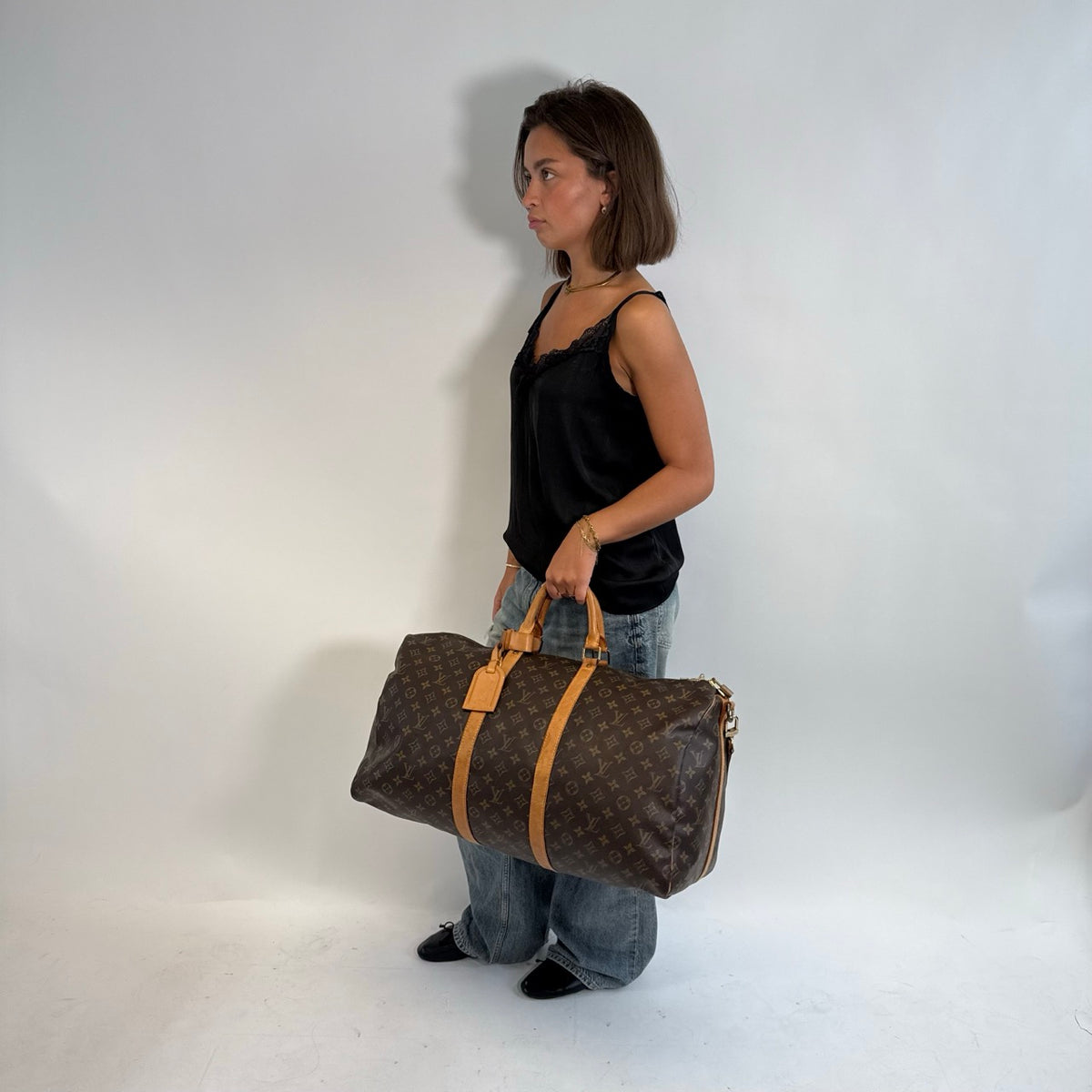 Louis Vuitton Reisetasche Keepall 55 mit Schultergurt monogram braun