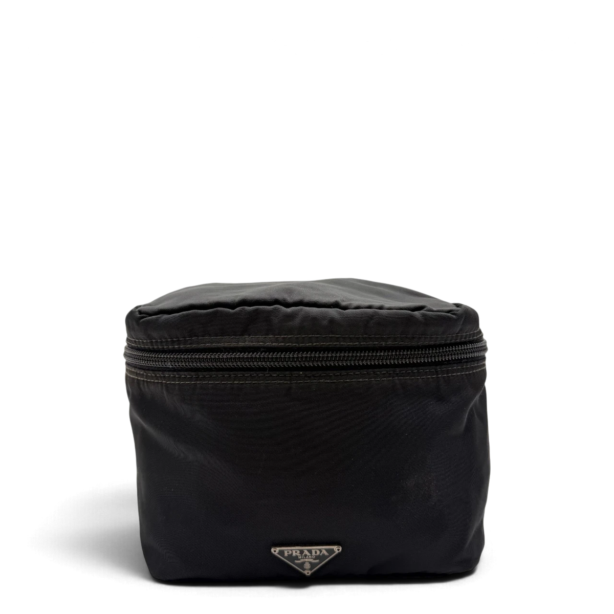 Prada Kulturbeutel / Toilettentasche mit Zipper aus Nylon schwarz – Gesamtansicht