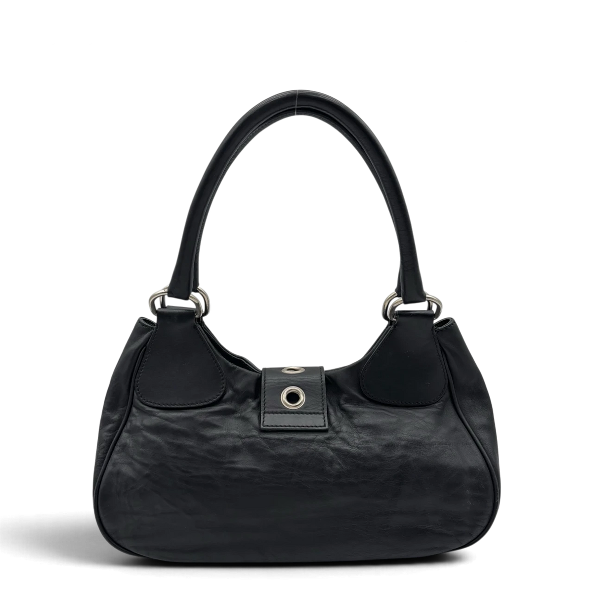 Prada Schultertasche Hobo aus Leder schwarz