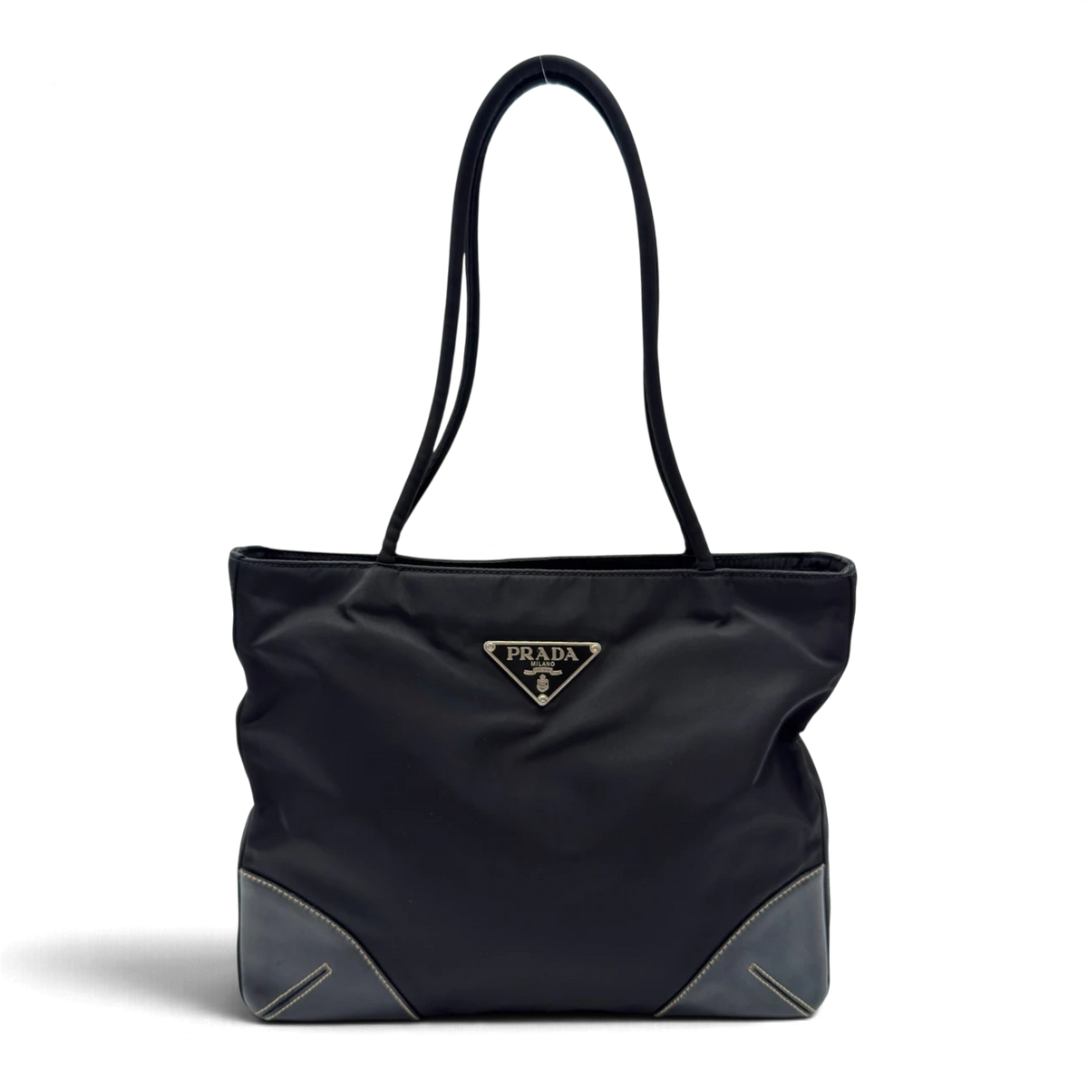 Prada Schultertasche Tote Bag aus Nylon schwarz – Gesamtansicht
