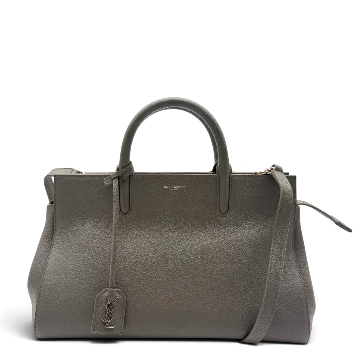Saint Laurent Handtasche Cabas Rive Gauche small aus Leder grau
