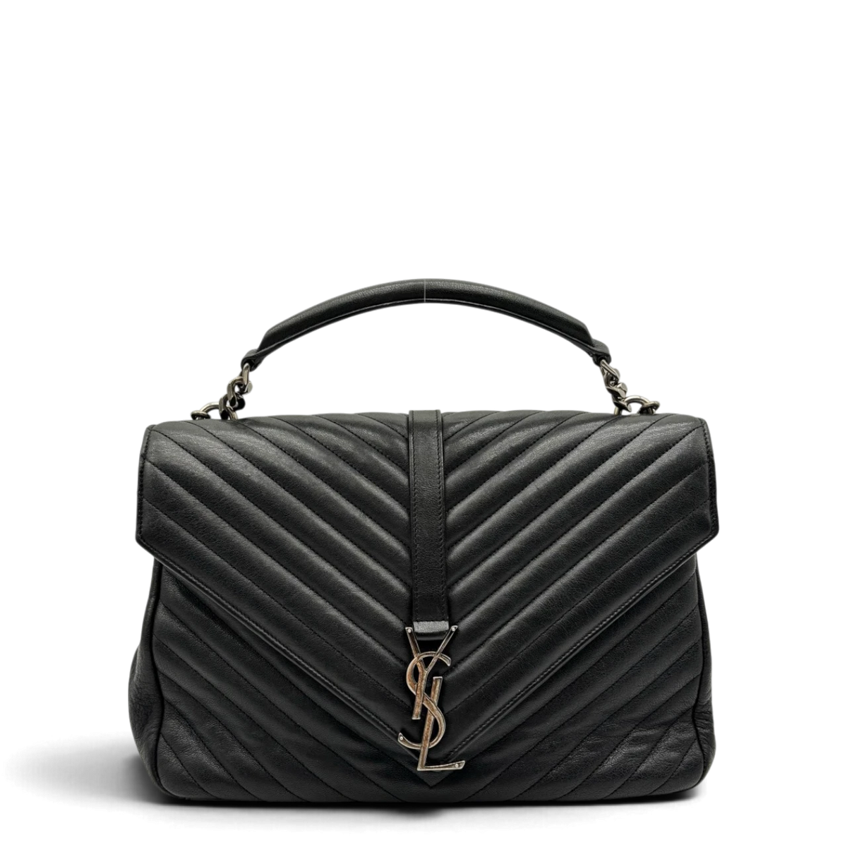 Saint Laurent Umhängetasche College Messenger large aus schwarzem Lammleder
