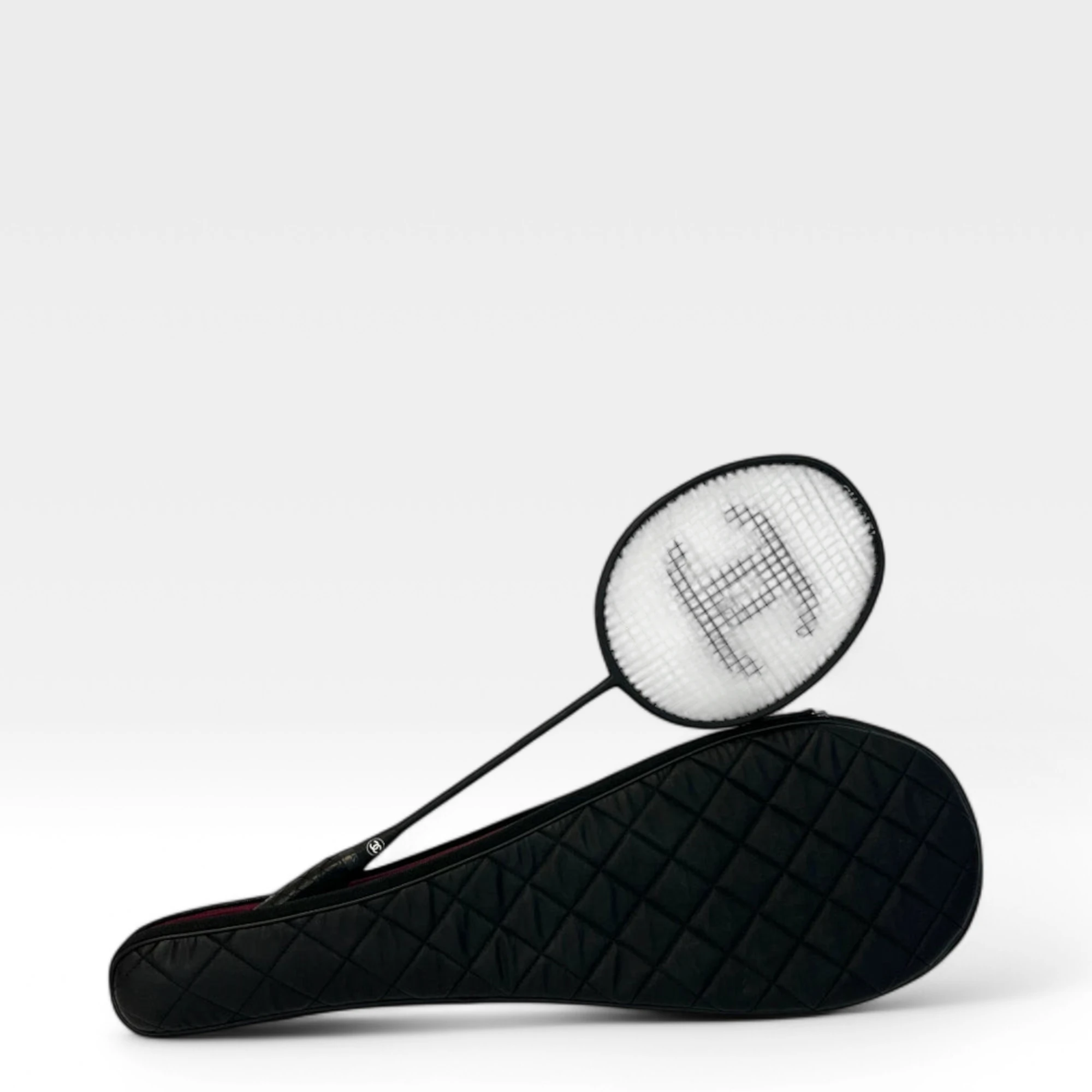 Chanel Badminton Racket Black White with Bag