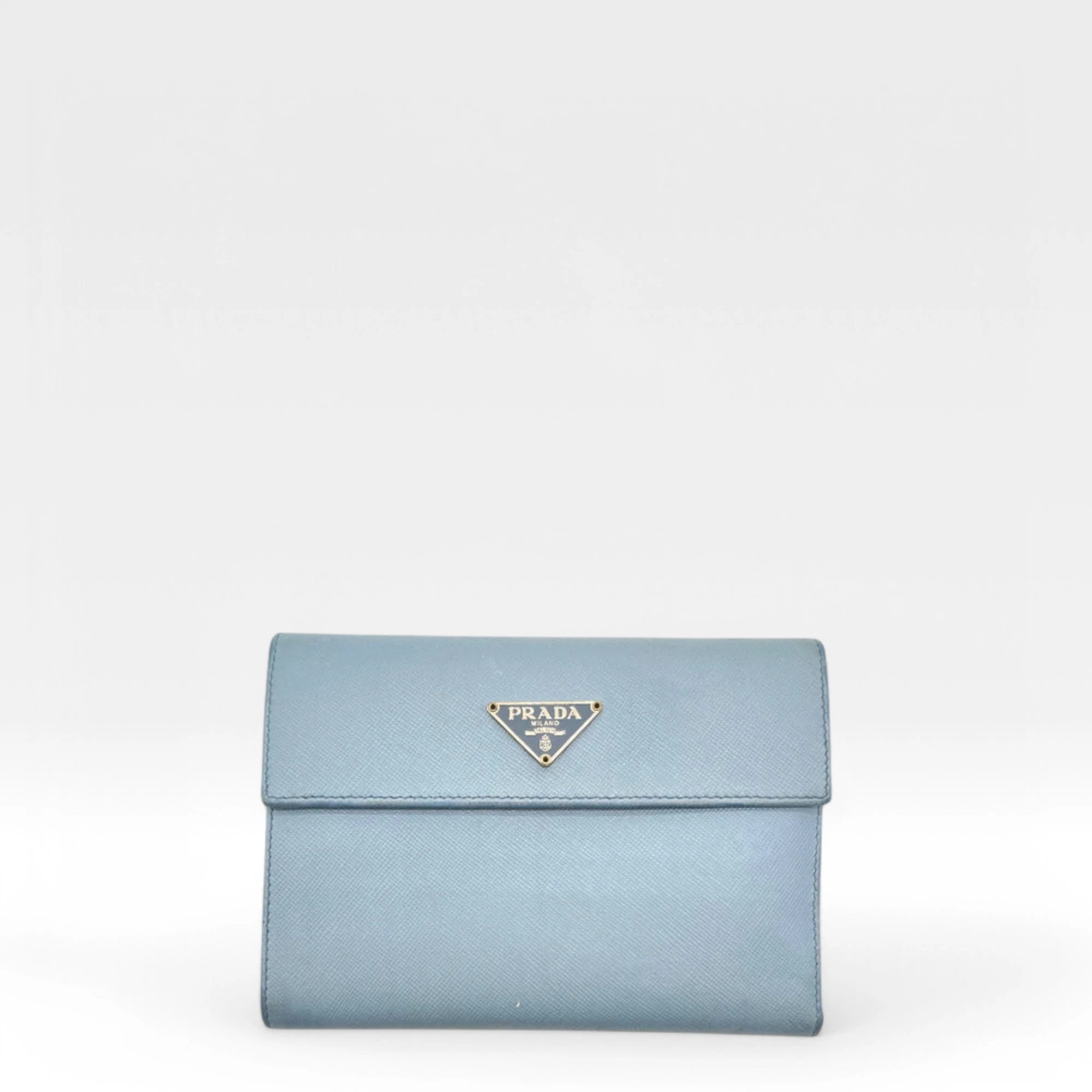 Prada Geldbeutel aus Saffiano Leder babyblau
