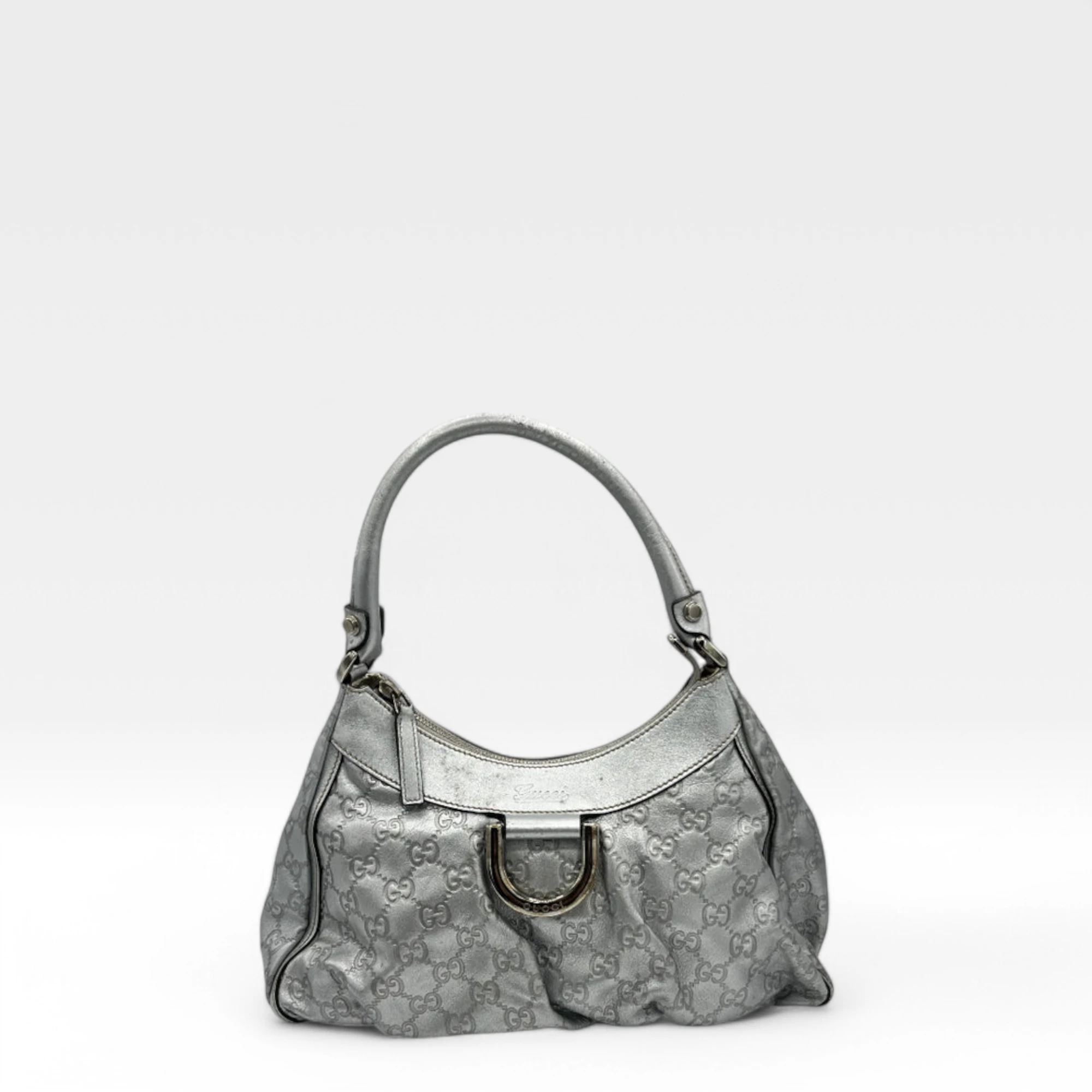 Gucci handbag D-ring made of leather monogram silver
