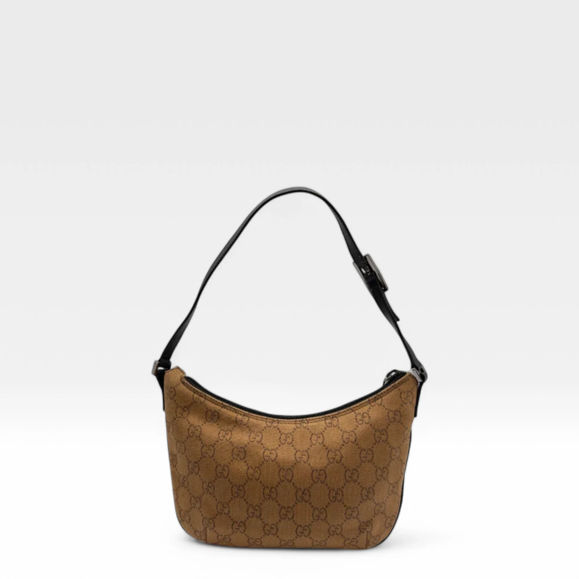 Gucci Handtasche Croissant Form monogram hellbraun