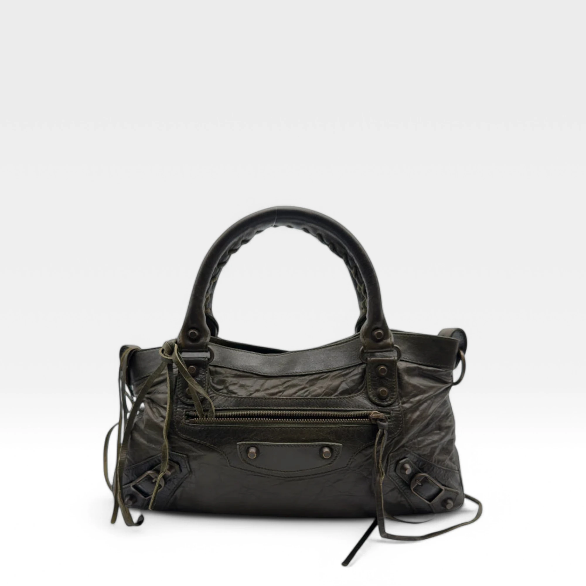 Balenciaga Handtasche City bag aus Leder dunkelgrün