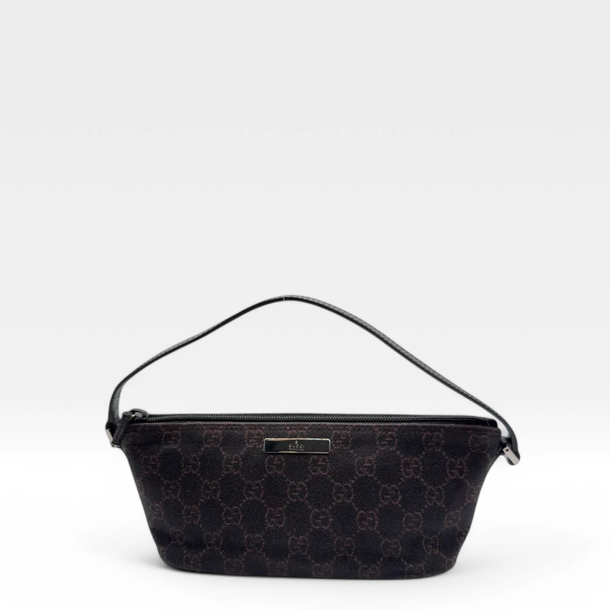 Gucci Handtasche Baguette monogram dunkelbraun