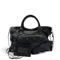 Balenciaga Schultertasche Classic City medium aus schwarzem Lammleder