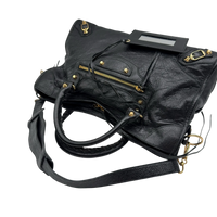 Balenciaga Schultertasche Classic City medium aus schwarzem Lammleder