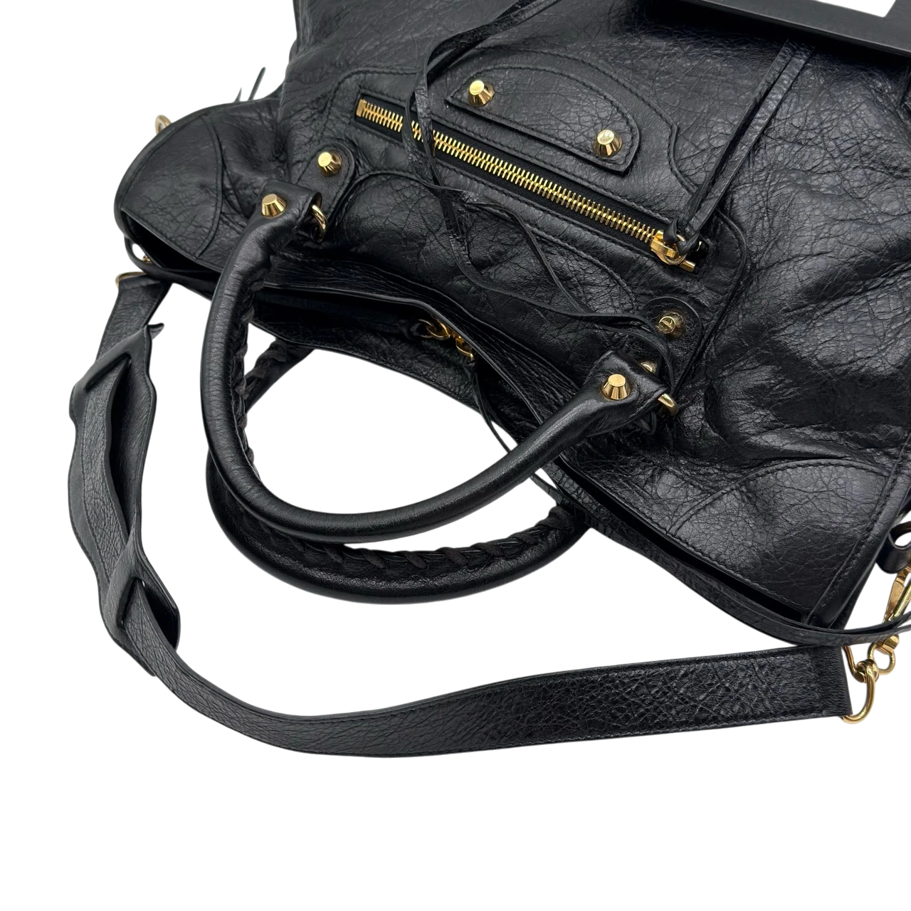 Balenciaga Schultertasche Classic City medium aus schwarzem Lammleder