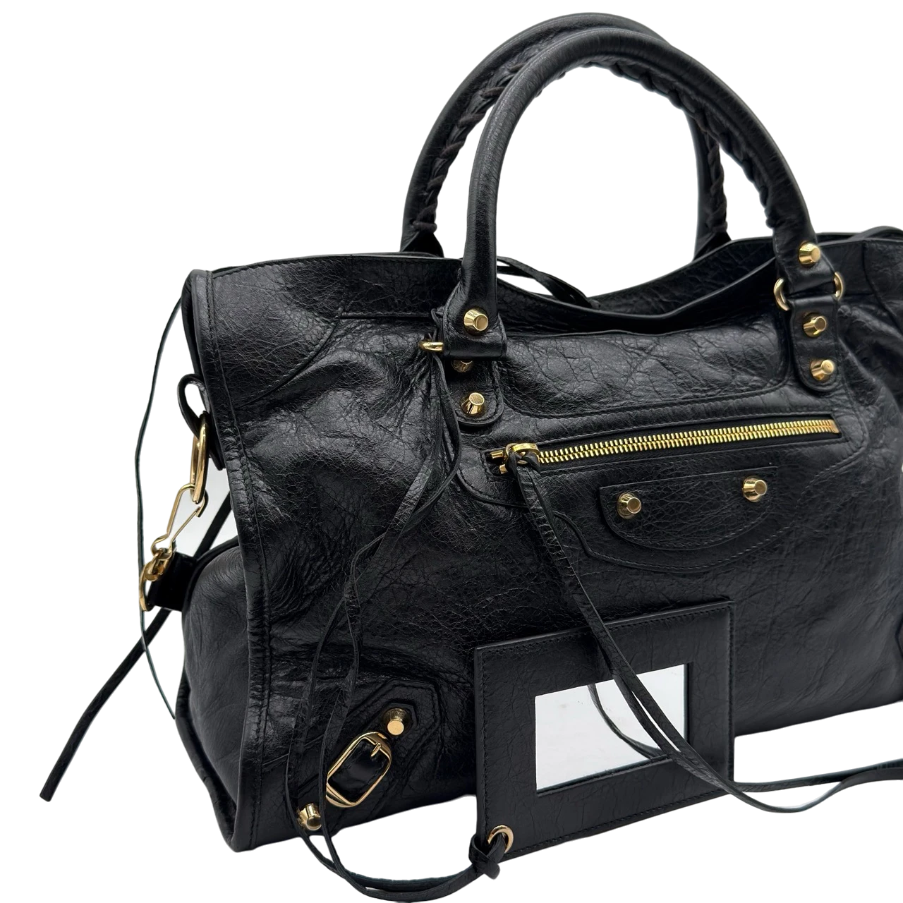 Balenciaga Schultertasche Classic City medium aus schwarzem Lammleder