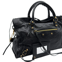 Balenciaga Schultertasche Classic City medium aus schwarzem Lammleder