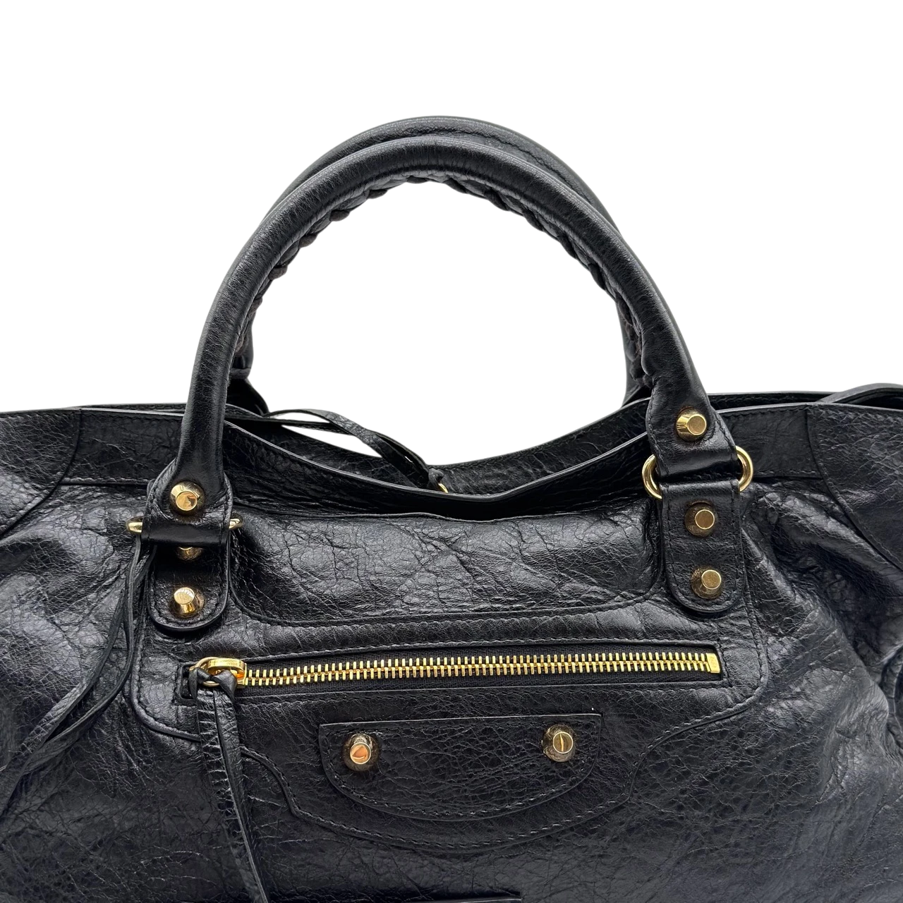 Balenciaga Schultertasche Classic City medium aus schwarzem Lammleder