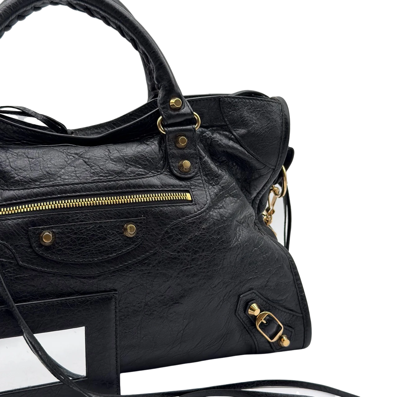 Balenciaga Schultertasche Classic City medium aus schwarzem Lammleder