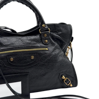 Balenciaga Schultertasche Classic City medium aus schwarzem Lammleder