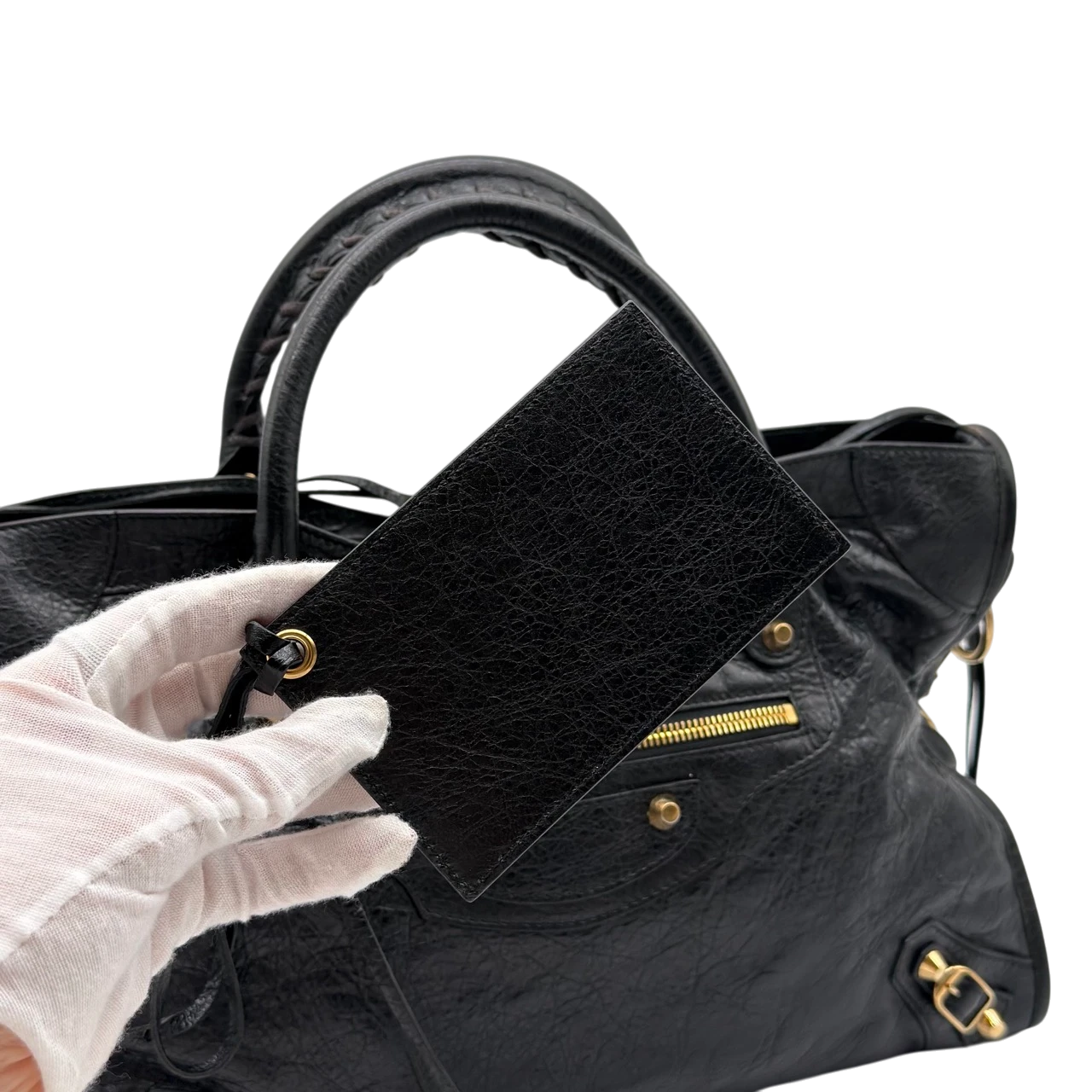 Balenciaga Schultertasche Classic City medium aus schwarzem Lammleder