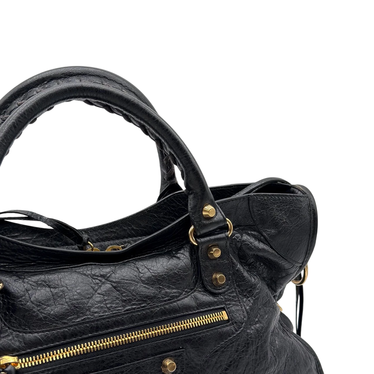 Balenciaga Schultertasche Classic City medium aus schwarzem Lammleder
