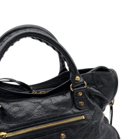 Balenciaga Schultertasche Classic City medium aus schwarzem Lammleder
