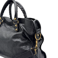 Balenciaga Schultertasche Classic City medium aus schwarzem Lammleder