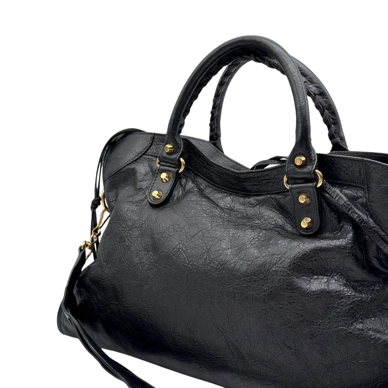 Balenciaga Schultertasche Classic City medium aus schwarzem Lammleder
