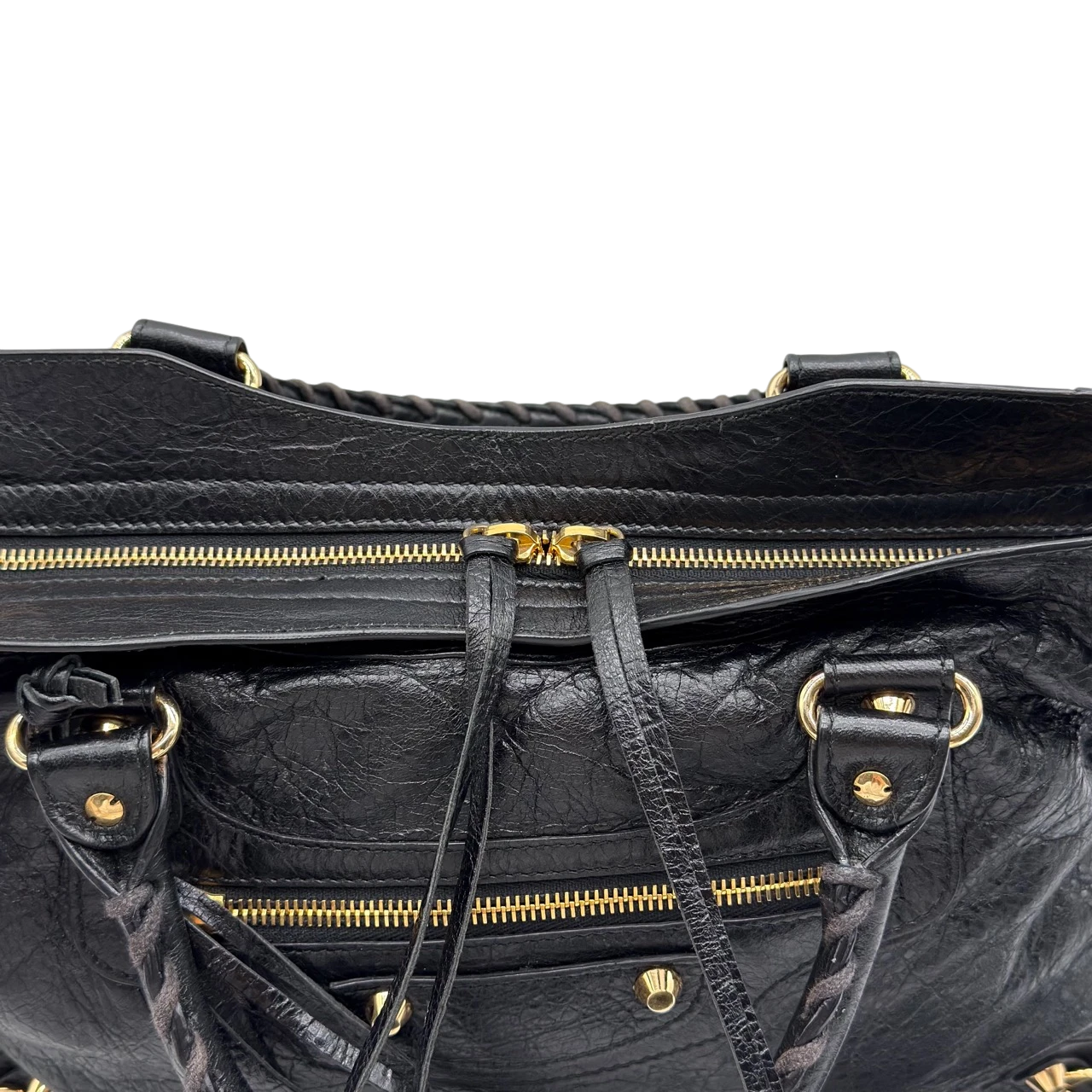 Balenciaga Schultertasche Classic City medium aus schwarzem Lammleder