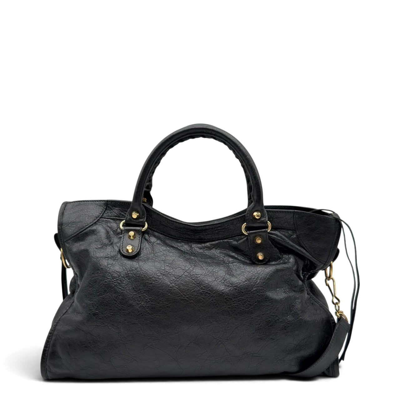 Balenciaga Schultertasche Classic City medium aus schwarzem Lammleder