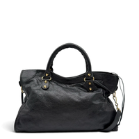 Balenciaga Schultertasche Classic City medium aus schwarzem Lammleder
