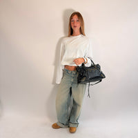 Balenciaga Schultertasche Classic City medium aus schwarzem Lammleder