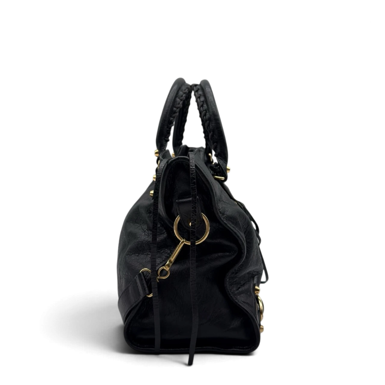 Balenciaga Schultertasche Classic City medium aus schwarzem Lammleder
