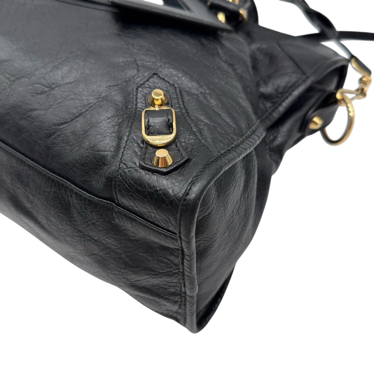 Balenciaga Schultertasche Classic City medium aus schwarzem Lammleder