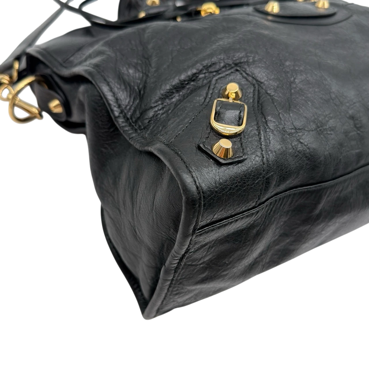Balenciaga Schultertasche Classic City medium aus schwarzem Lammleder