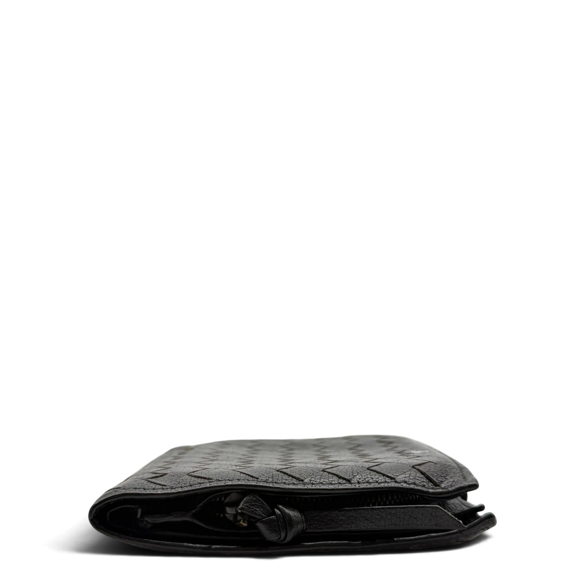 Bottega Veneta Geldbeutel Bi-fold Intrecciato aus Leder schwarz – Seitenansicht