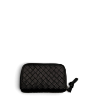 Bottega Veneta Geldbeutel Intrecciato Round Zip aus Leder schwarz