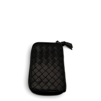 Bottega Veneta Geldbeutel Intrecciato Round Zip aus Leder schwarz